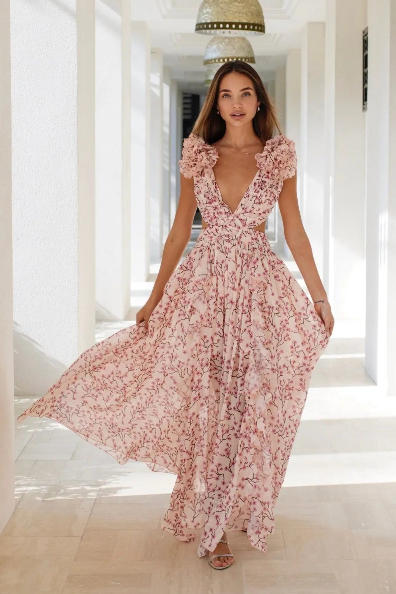 Isabella Floral V-Neck Maxi Dress