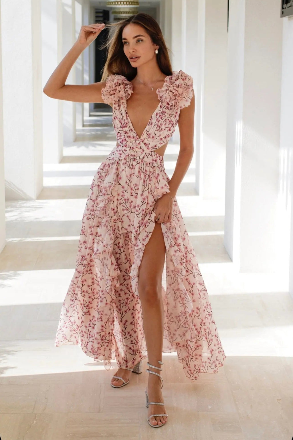 Isabella Floral V-Neck Maxi Dress