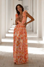 Isabella Floral V-Neck Maxi Dress