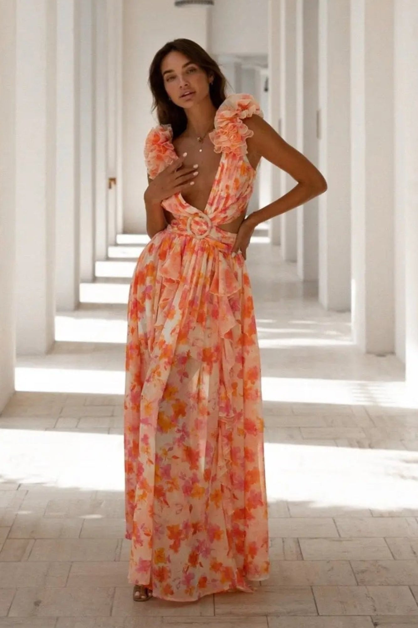 Isabella Floral V-Neck Maxi Dress
