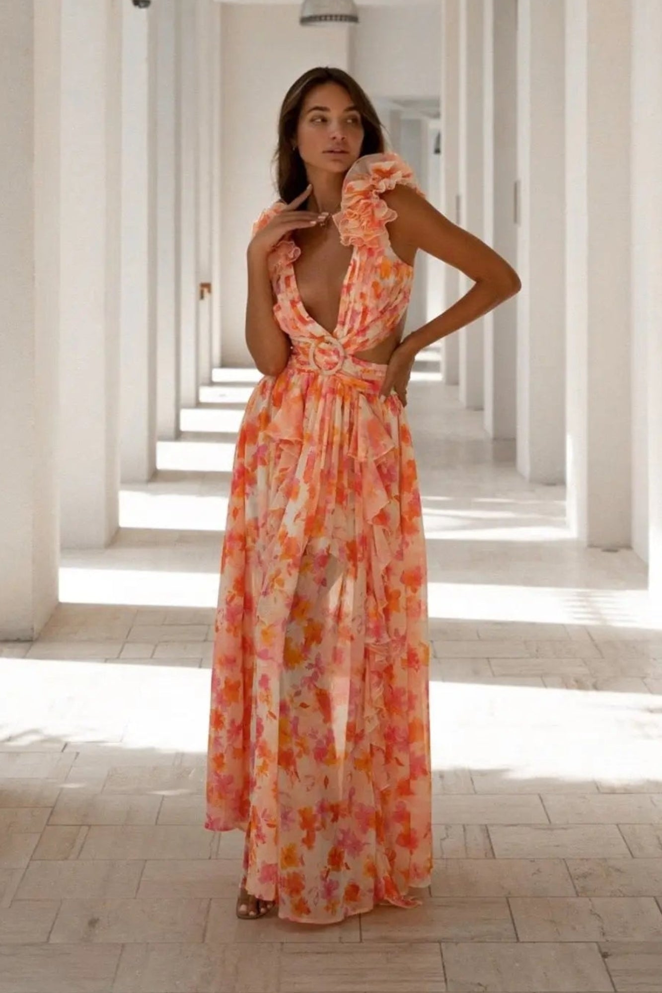 Isabella Floral V-Neck Maxi Dress