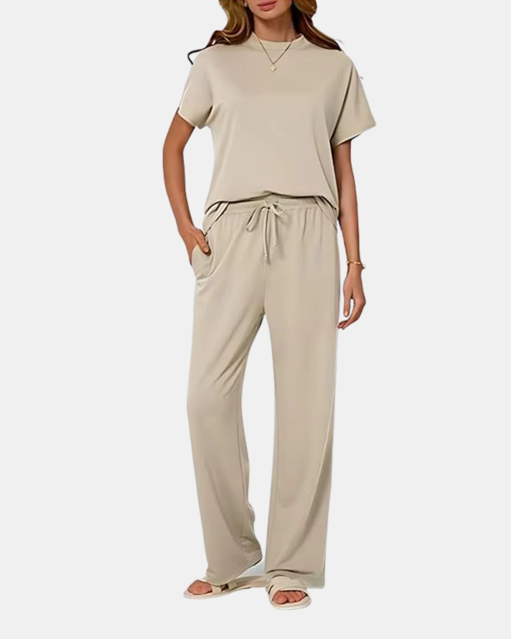Relaxed Tee & Wide Leg Trouser Set