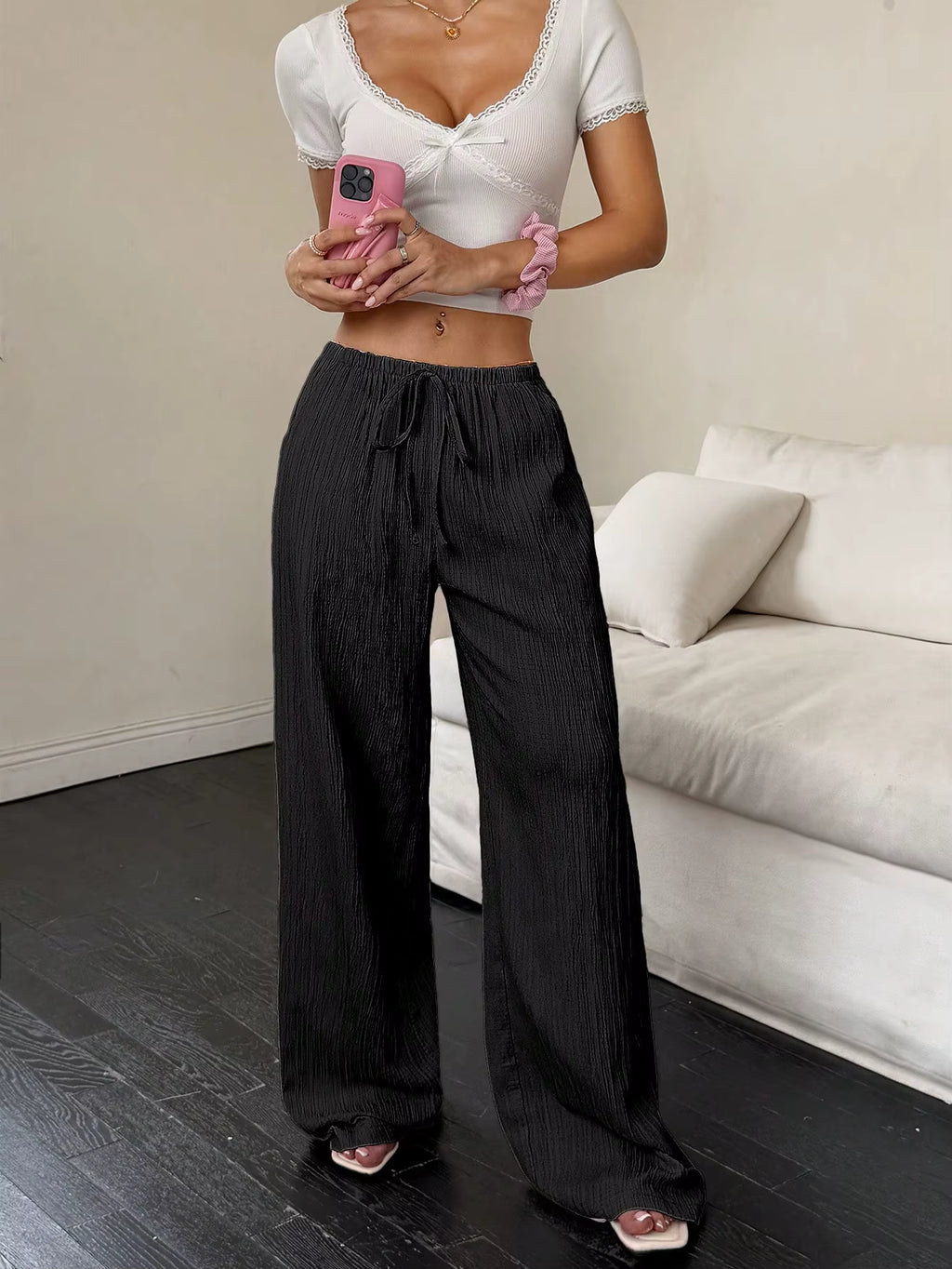 100% European Linen Wide Leg Pants