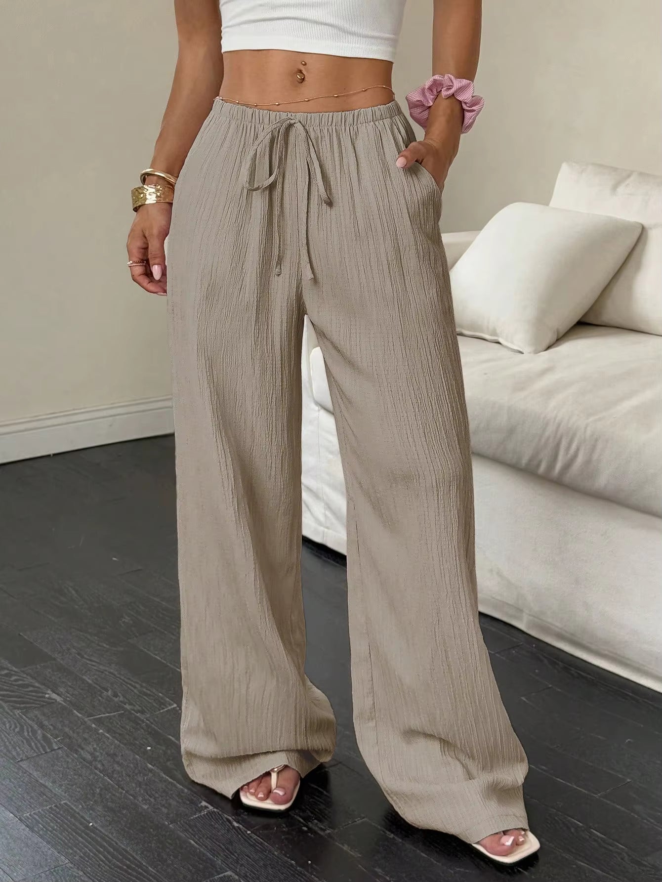 100% European Linen Wide Leg Pants