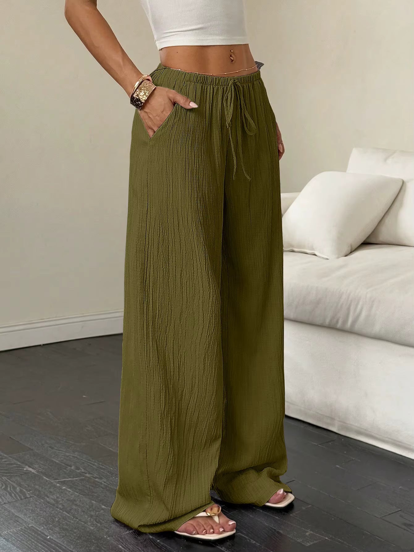 100% European Linen Wide Leg Pants