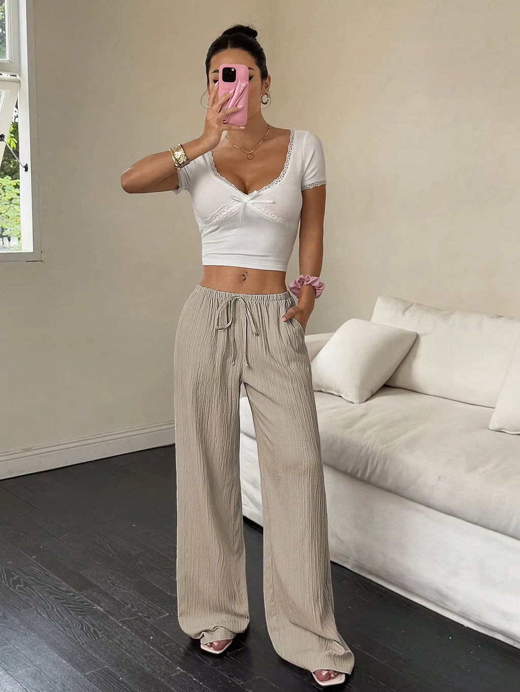 100% European Linen Wide Leg Pants