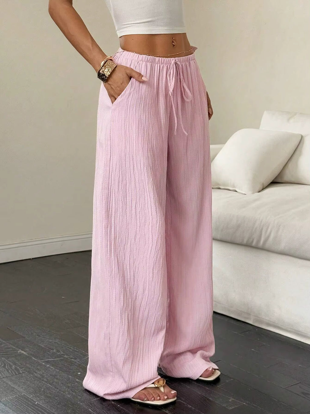 100% European Linen Wide Leg Pants