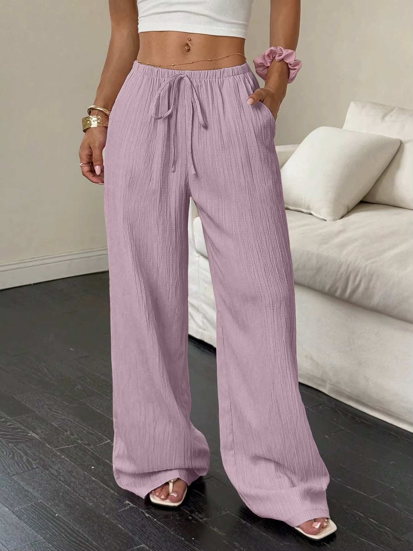 100% European Linen Wide Leg Pants