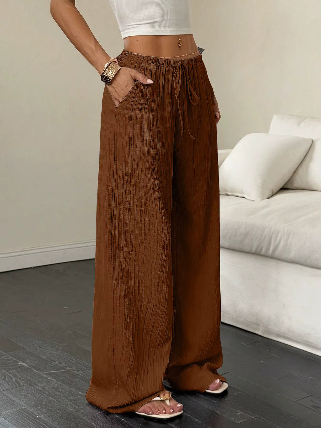 100% European Linen Wide Leg Pants