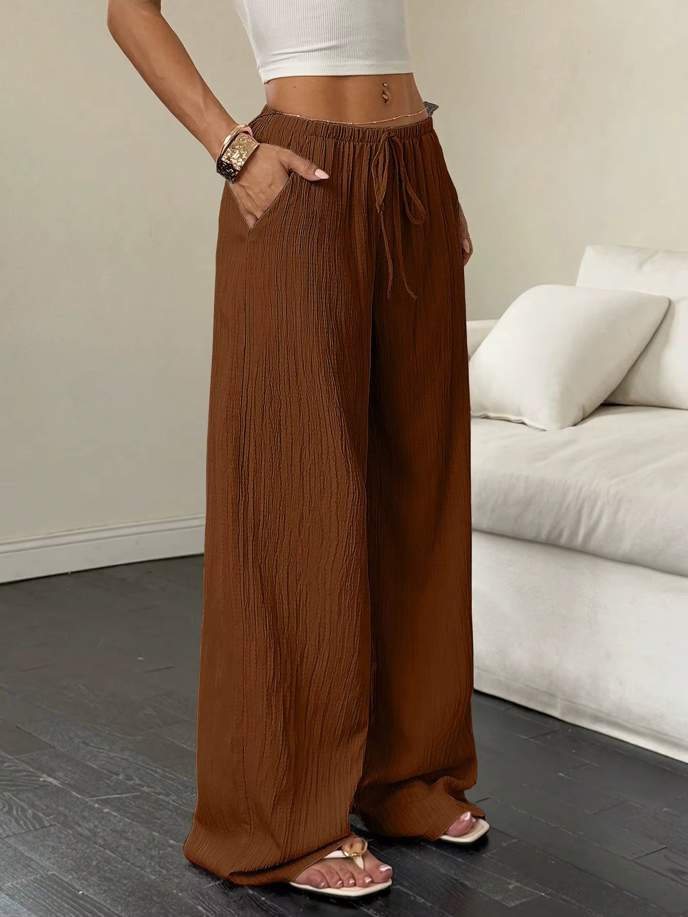 100% European Linen Wide Leg Pants