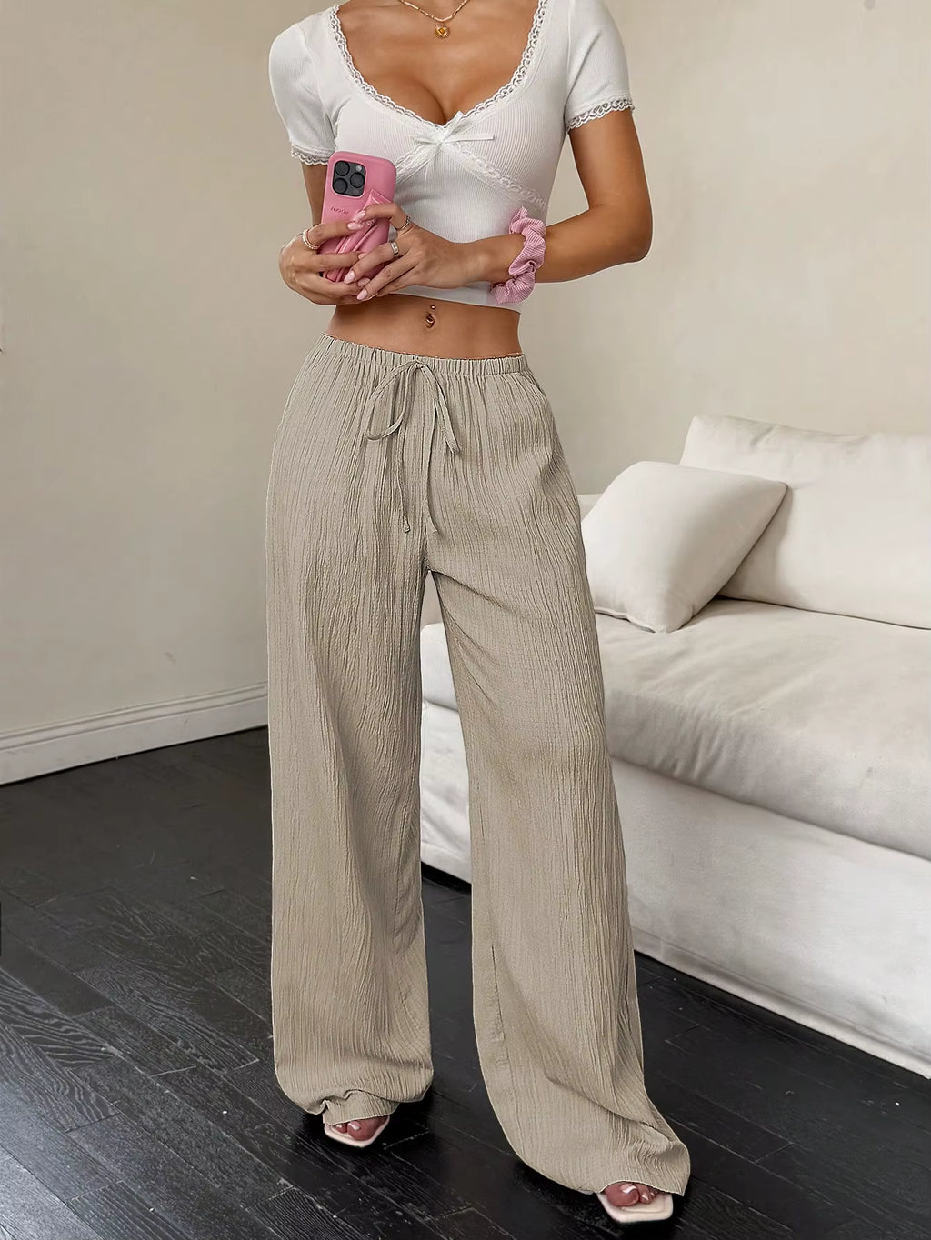 100% European Linen Wide Leg Pants
