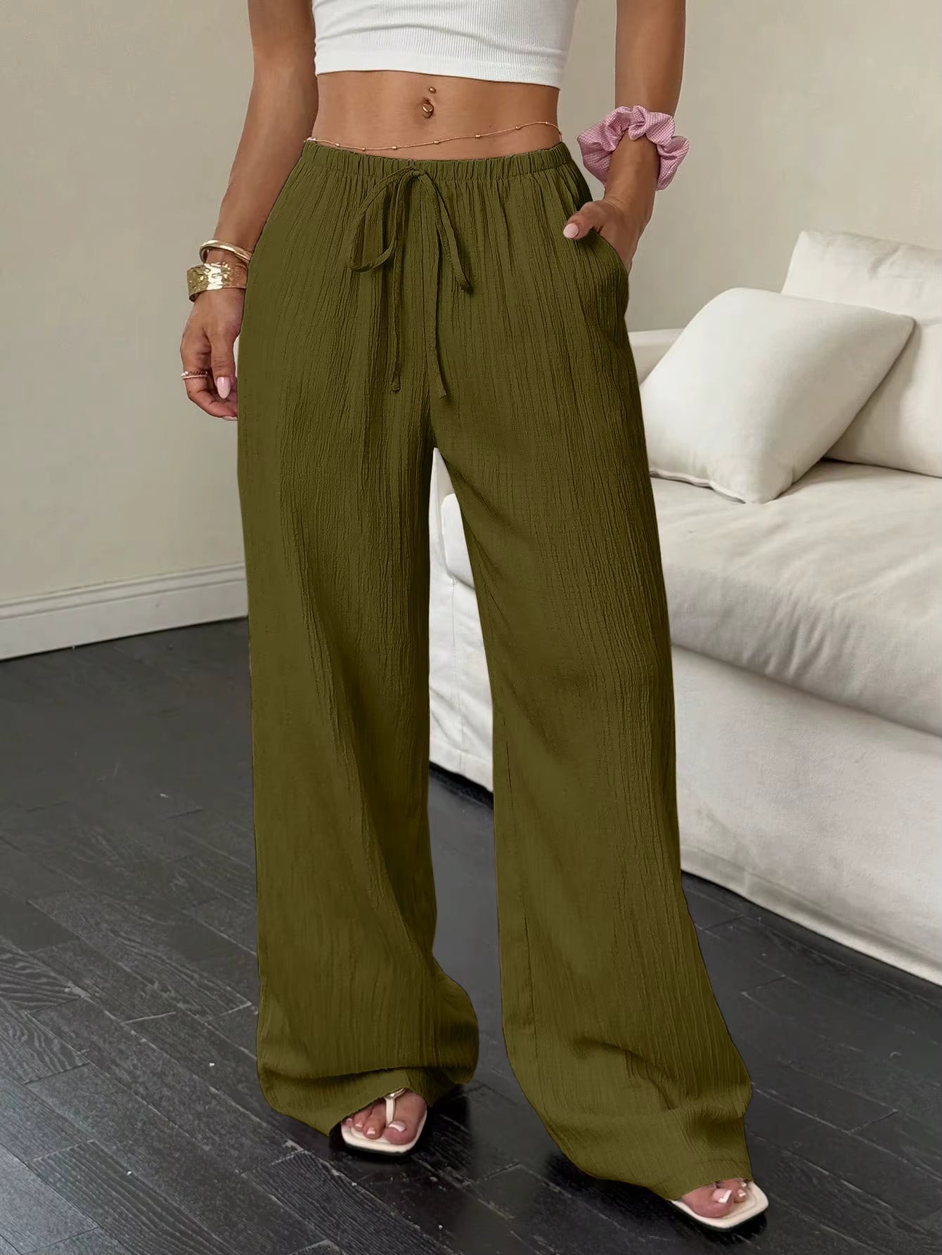 100% European Linen Wide Leg Pants