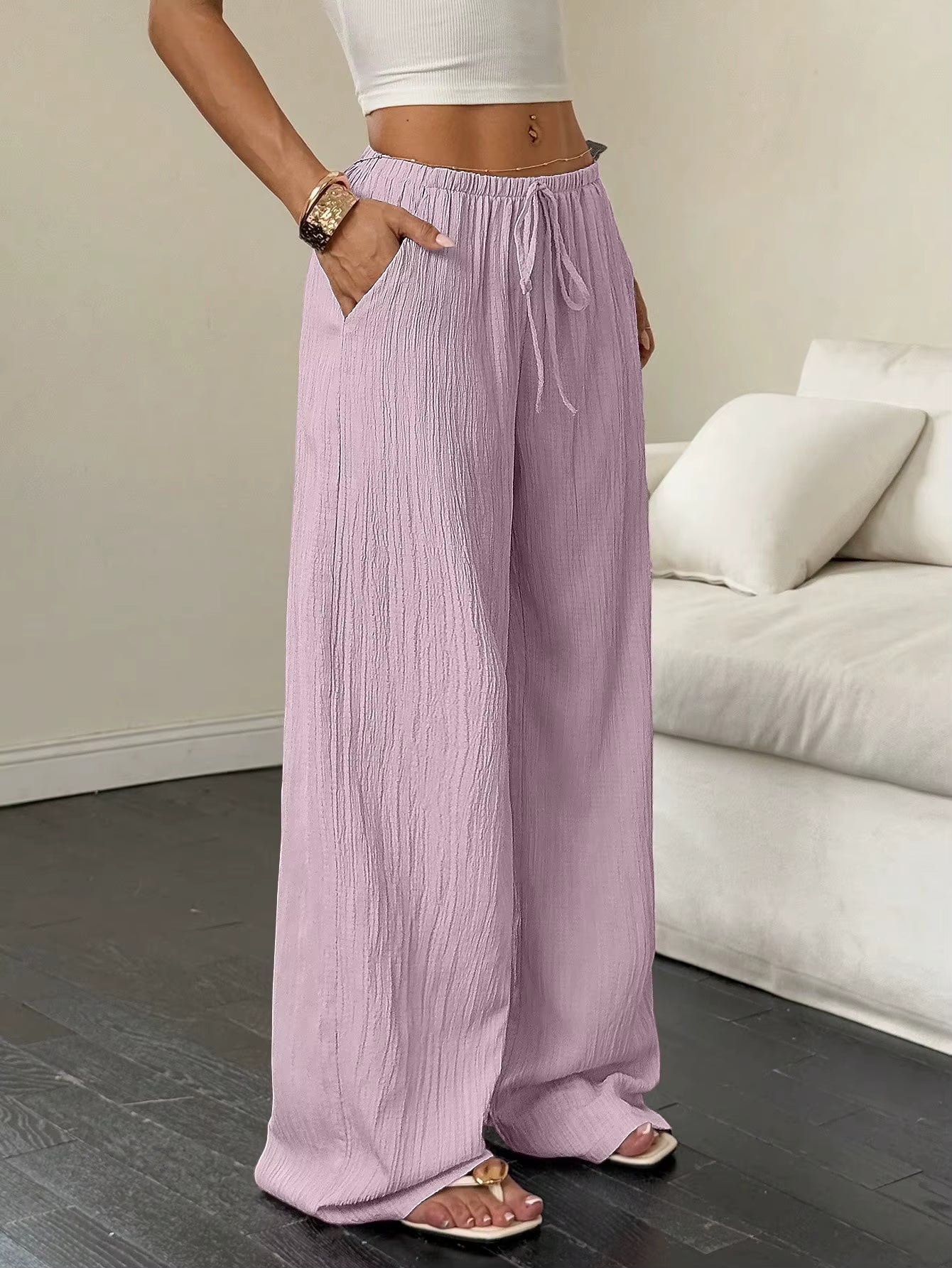100% European Linen Wide Leg Pants
