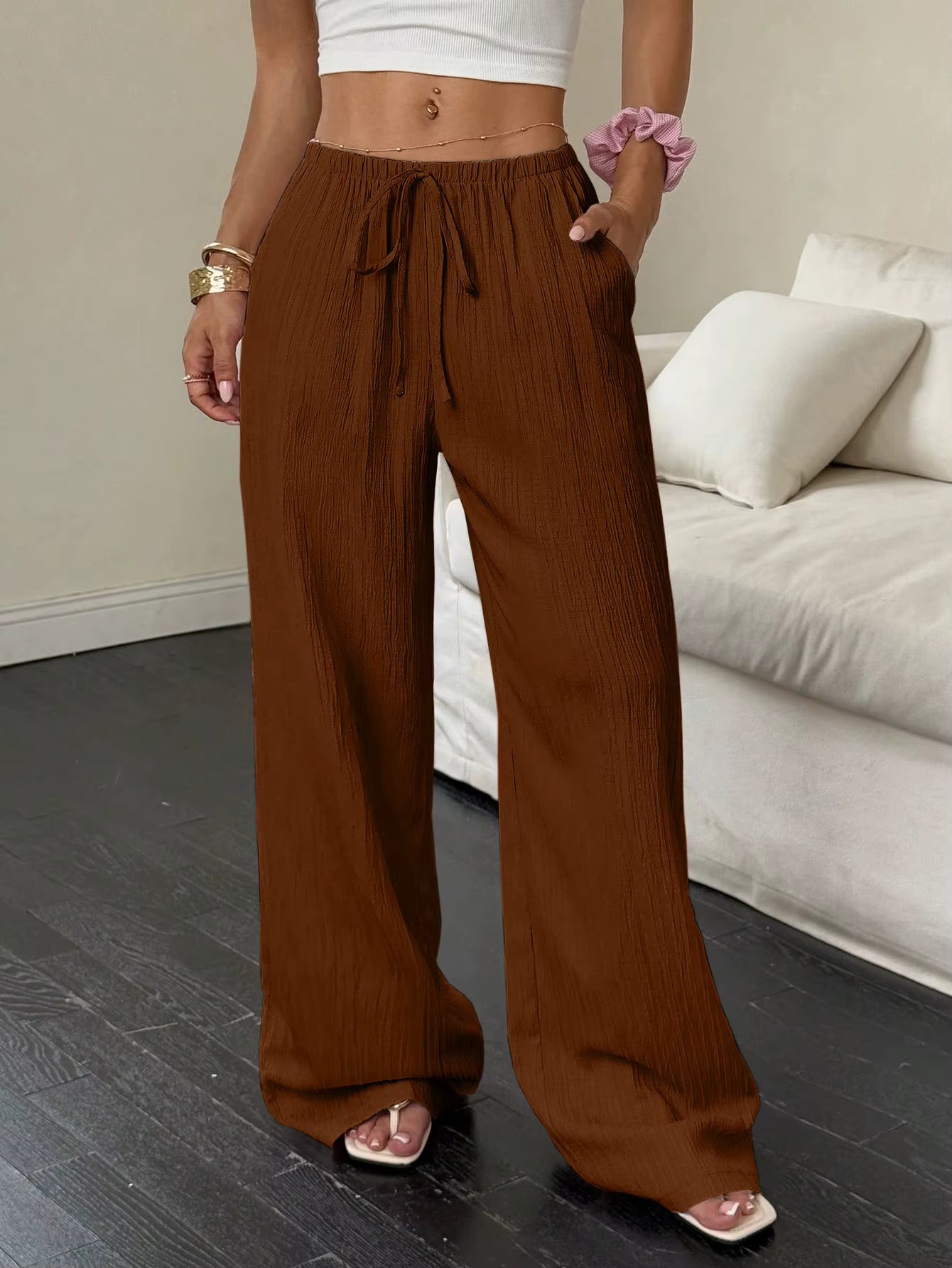 100% European Linen Wide Leg Pants