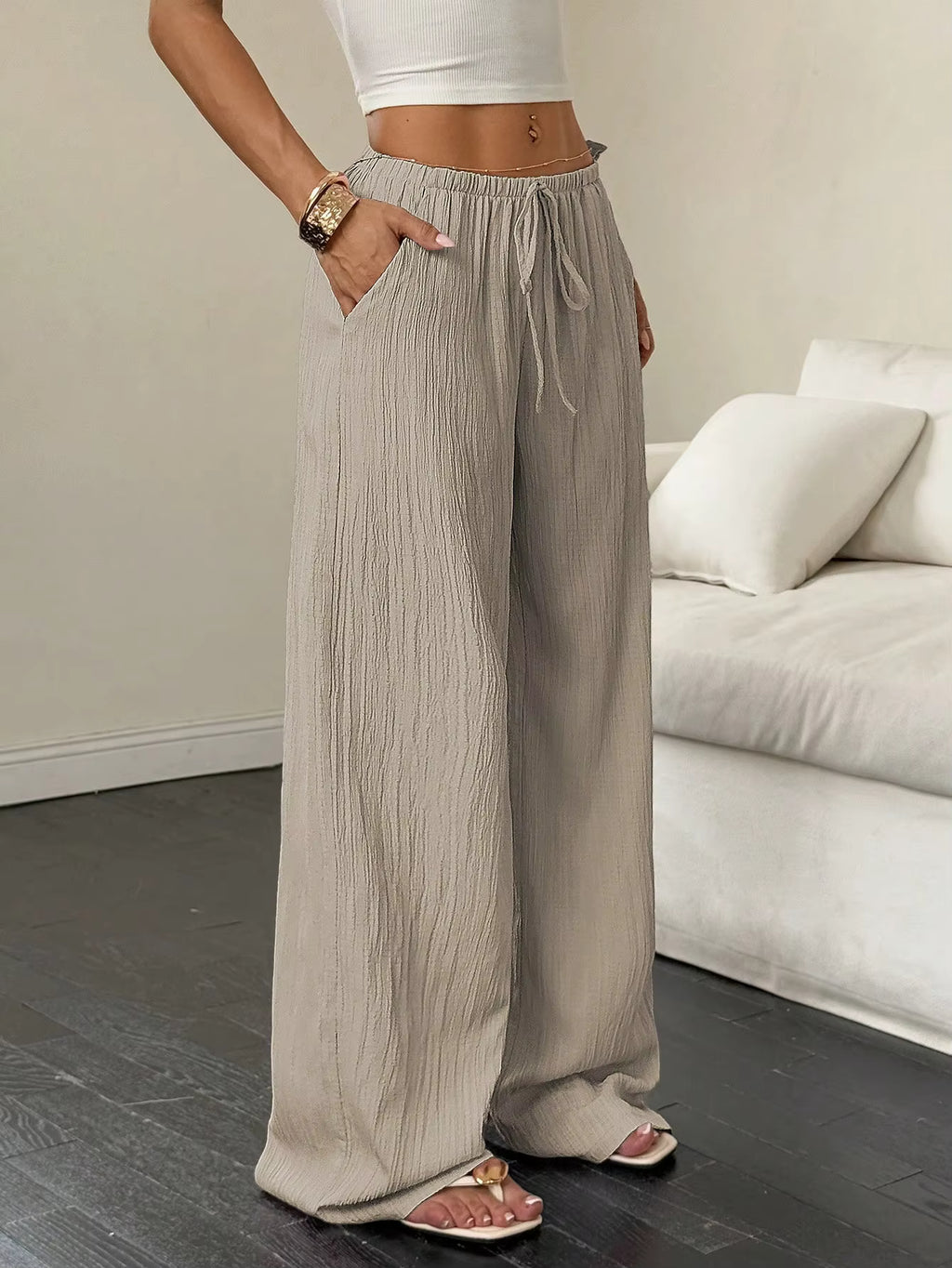 100% European Linen Wide Leg Pants