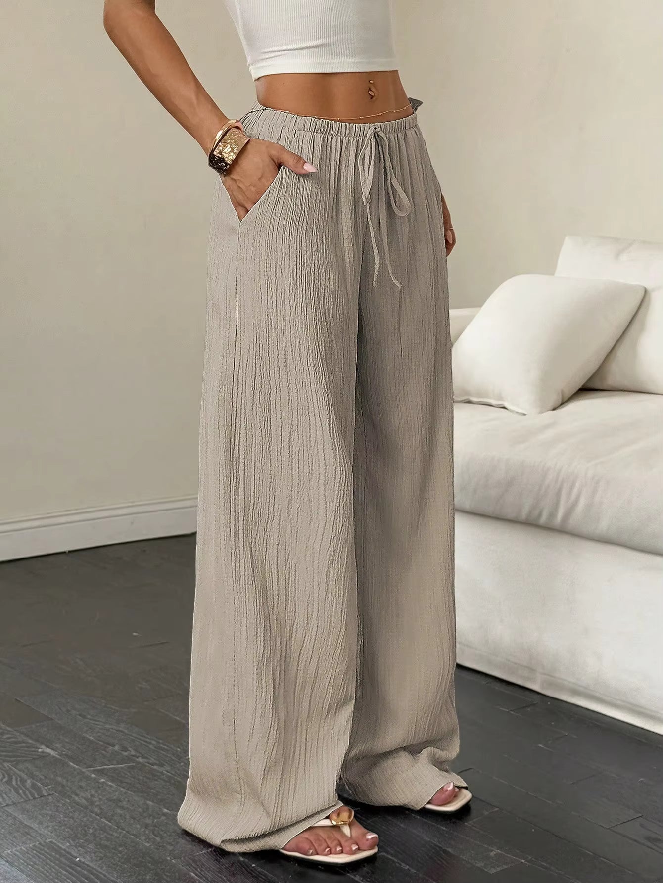 100% European Linen Wide Leg Pants