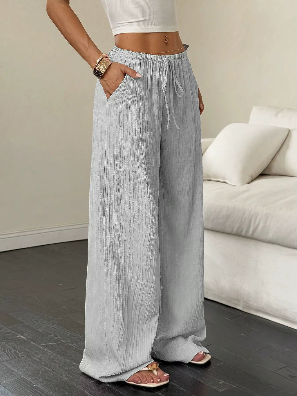 100% European Linen Wide Leg Pants