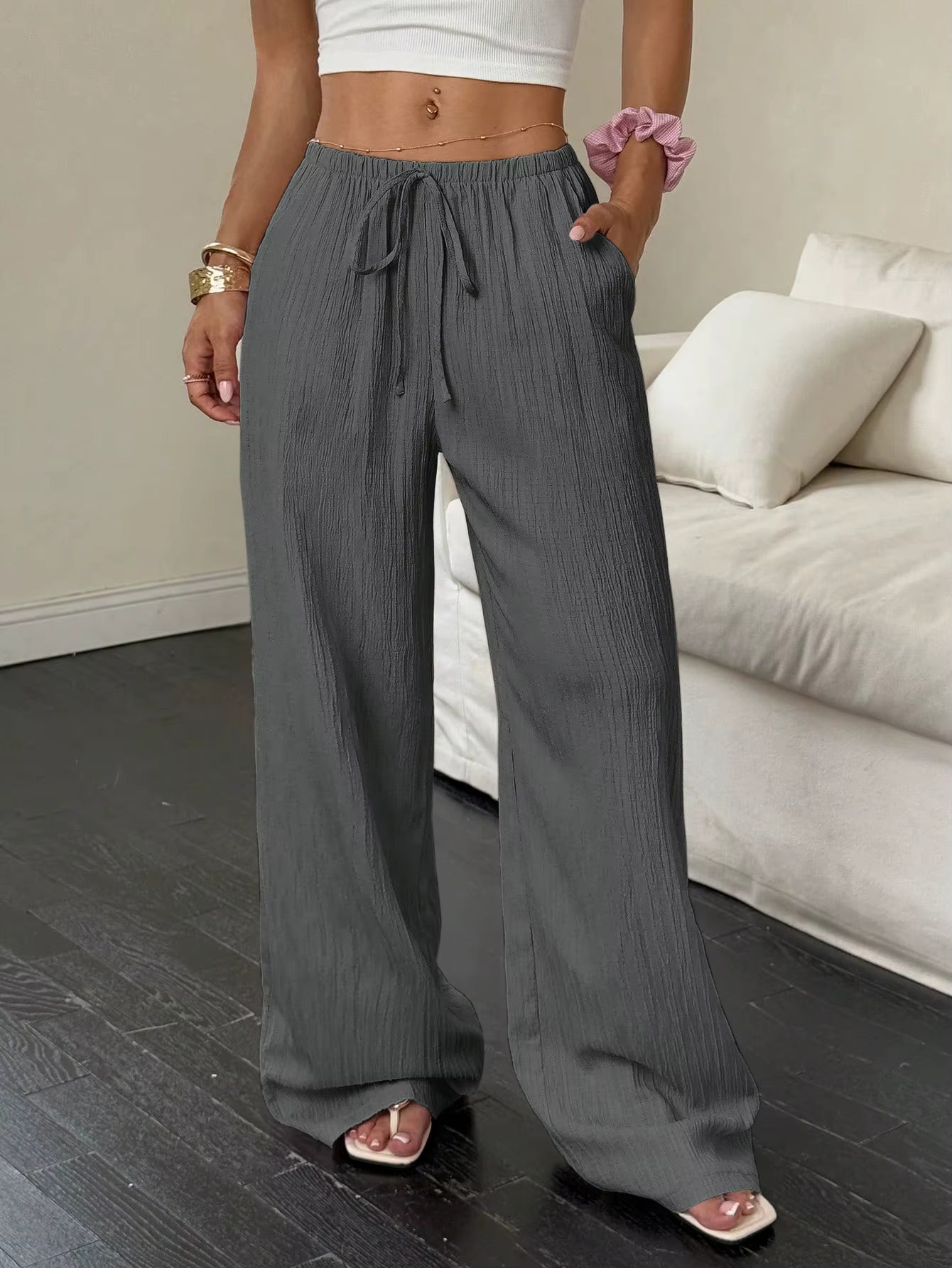 100% European Linen Wide Leg Pants