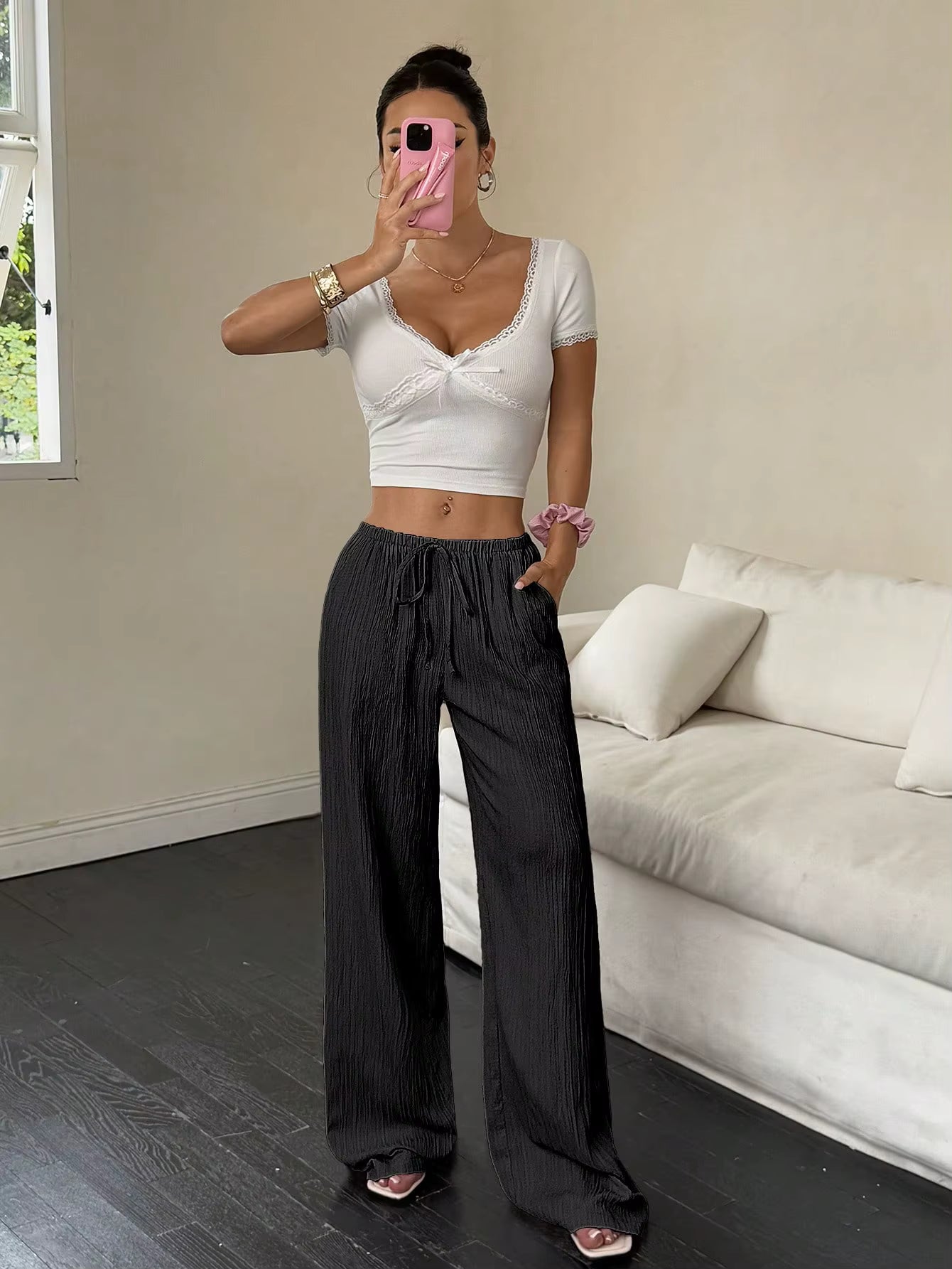 100% European Linen Wide Leg Pants