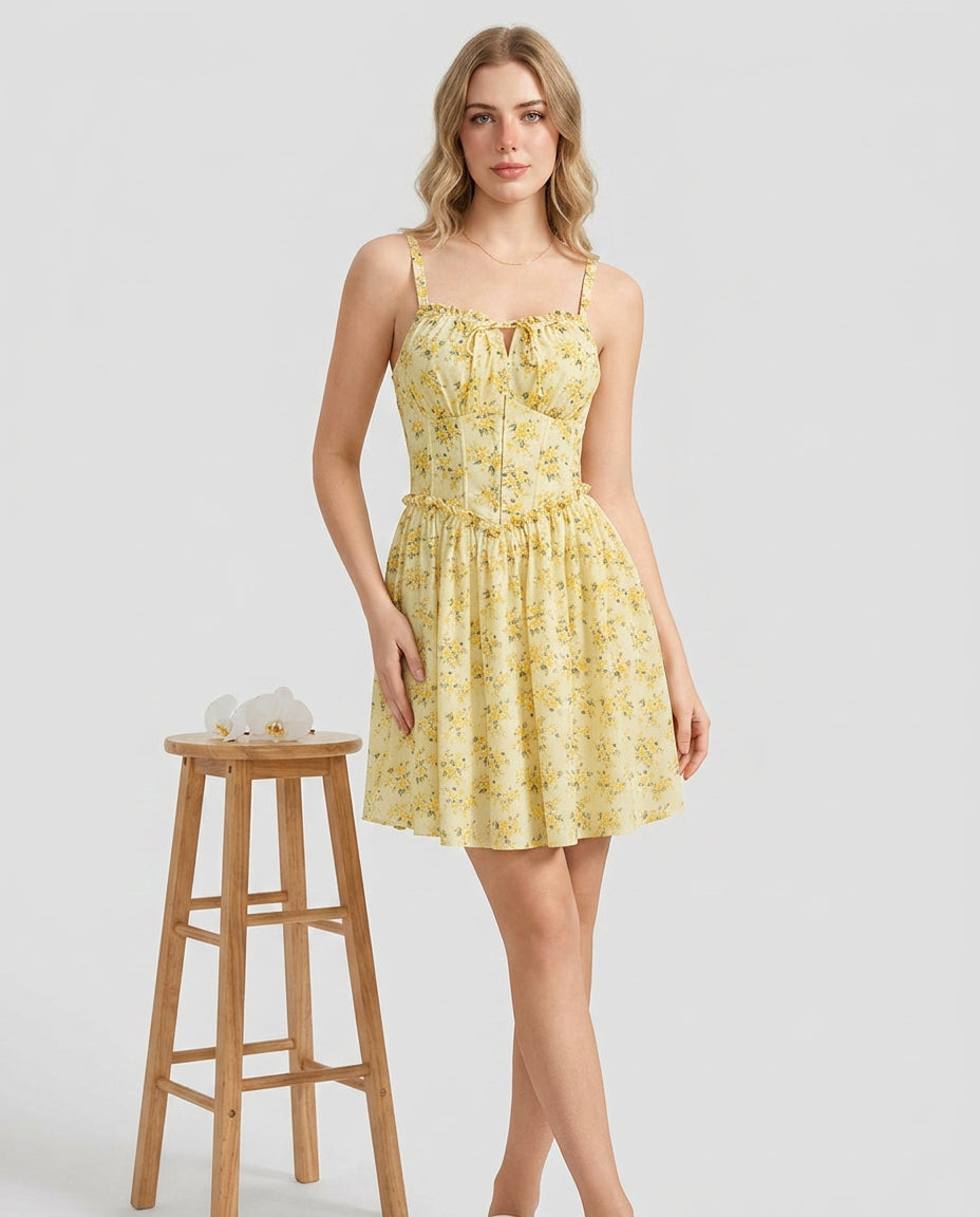 Camille Floral Chiffon Mini Dress