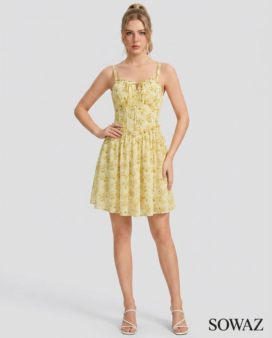 Camille Floral Chiffon Mini Dress
